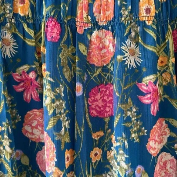 Terra & Sky Women’s Smocked Chiffon Floral Bohemian Blouse Plus Size 2X # 1861 - Picture 11 of 16